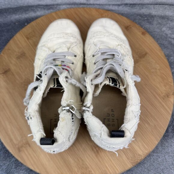 SHU SHOP Paulina Shoes Youth Size 4 White Black Star High Top Zip Distressed - Picture 6 of 11